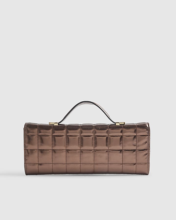 Bronze Quilted Clutch Bag