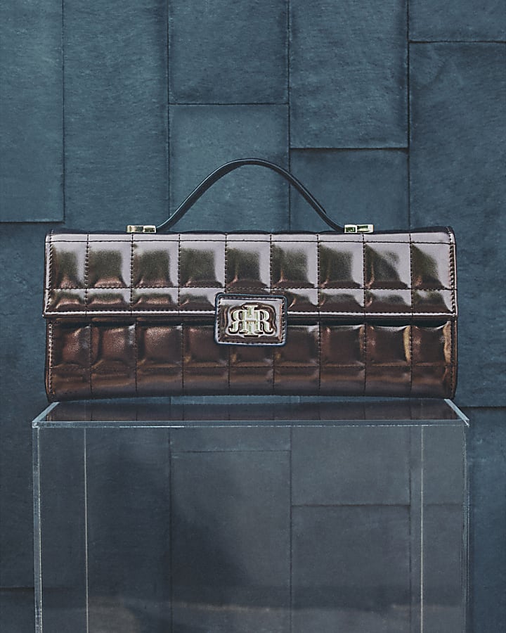 Bronze Quilted Clutch Bag