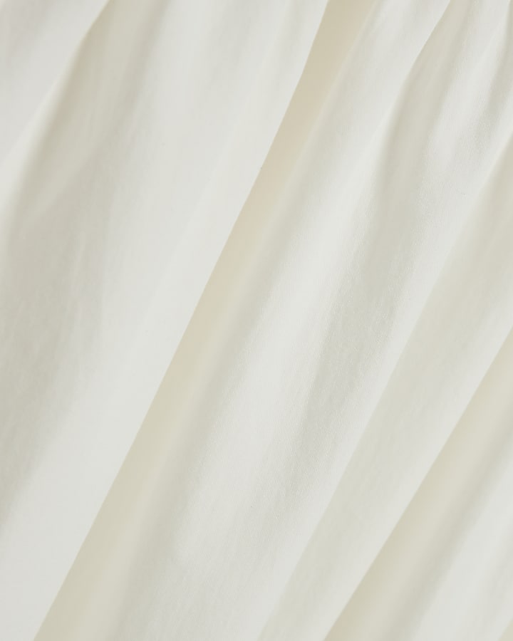 White Racer Neck Hybrid Midi Dress