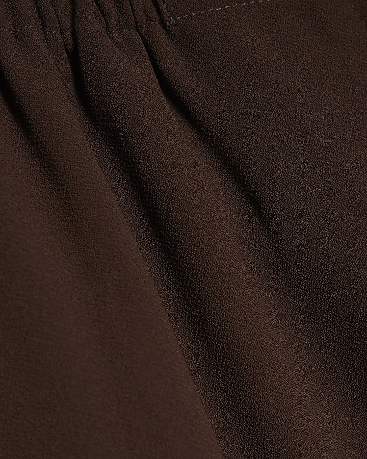 Brown Elasticated Wide Leg Trousers