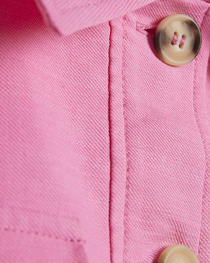 Pink Linen Blend Pocket Detail Jacket