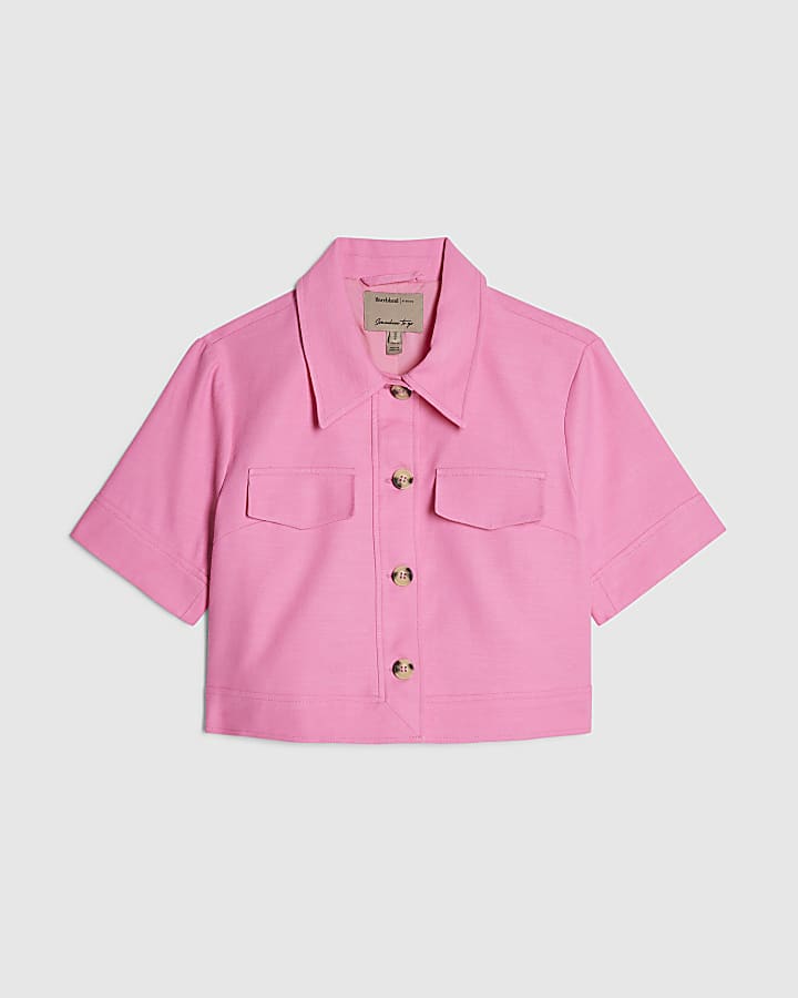 Pink Linen Blend Pocket Detail Jacket