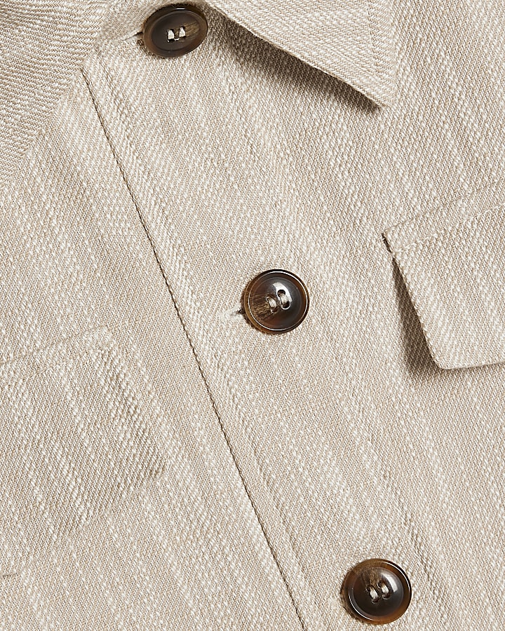 Beige Cotton Pocket Detail Jacket