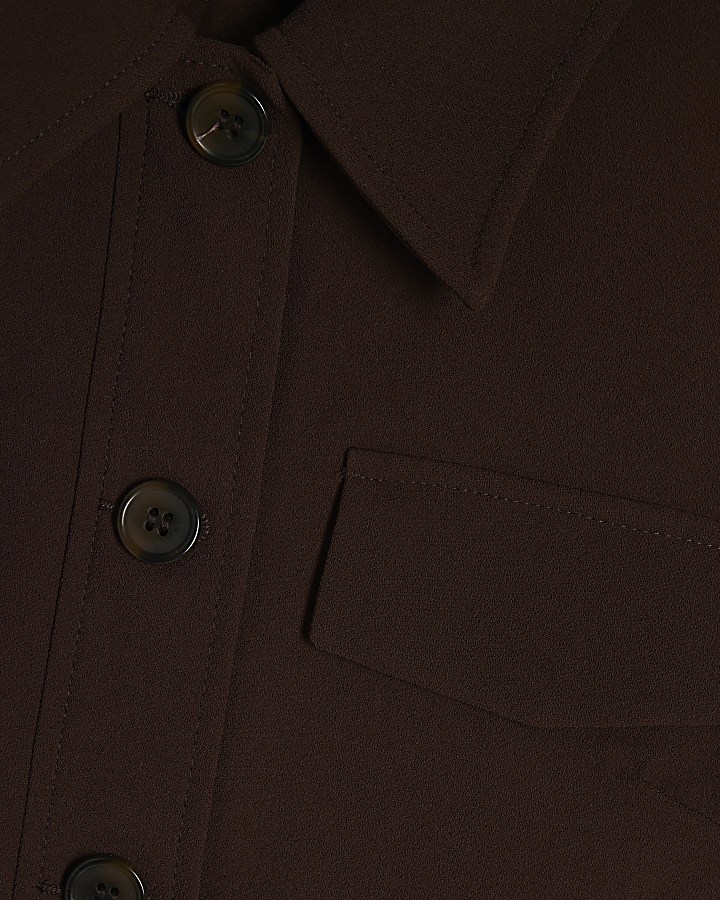 Brown Short Sleeve Cropped Jacket