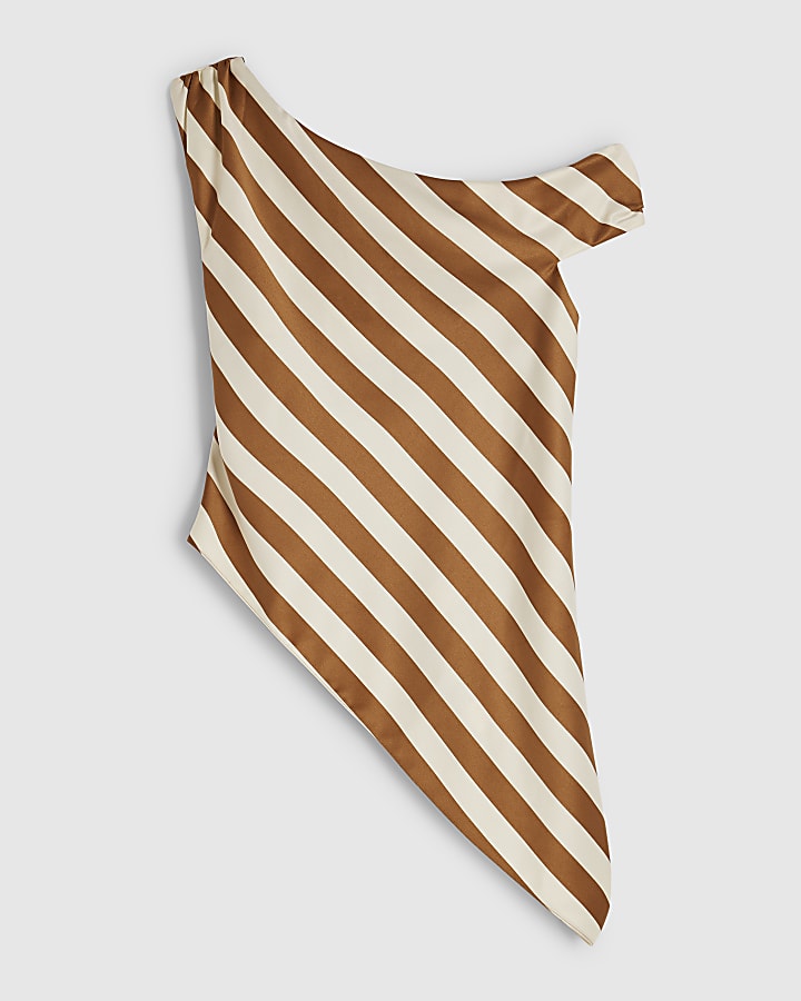 Cream Stripe Asymmetric Top