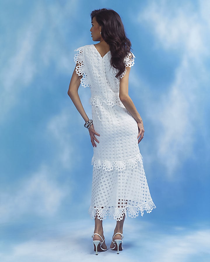 White Broderie Midi Dress