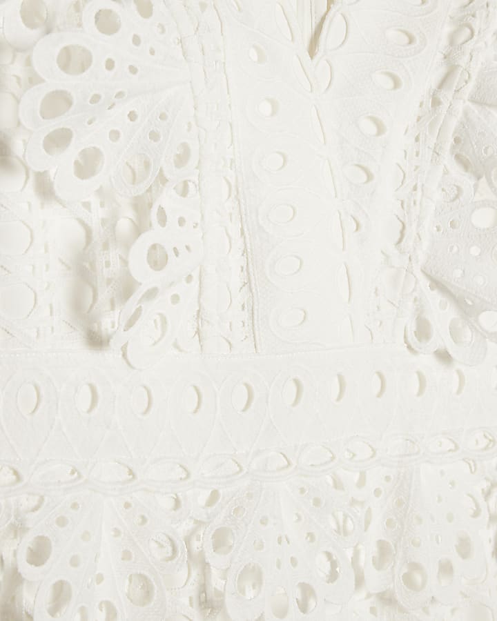 White Broderie Midi Dress