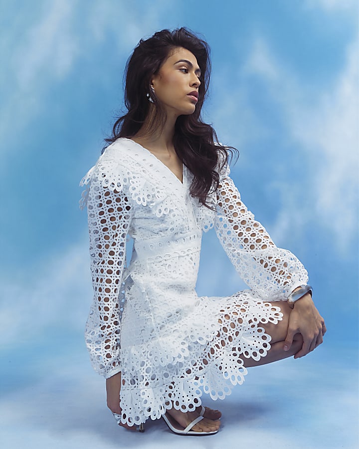White Broderie Mini Dress