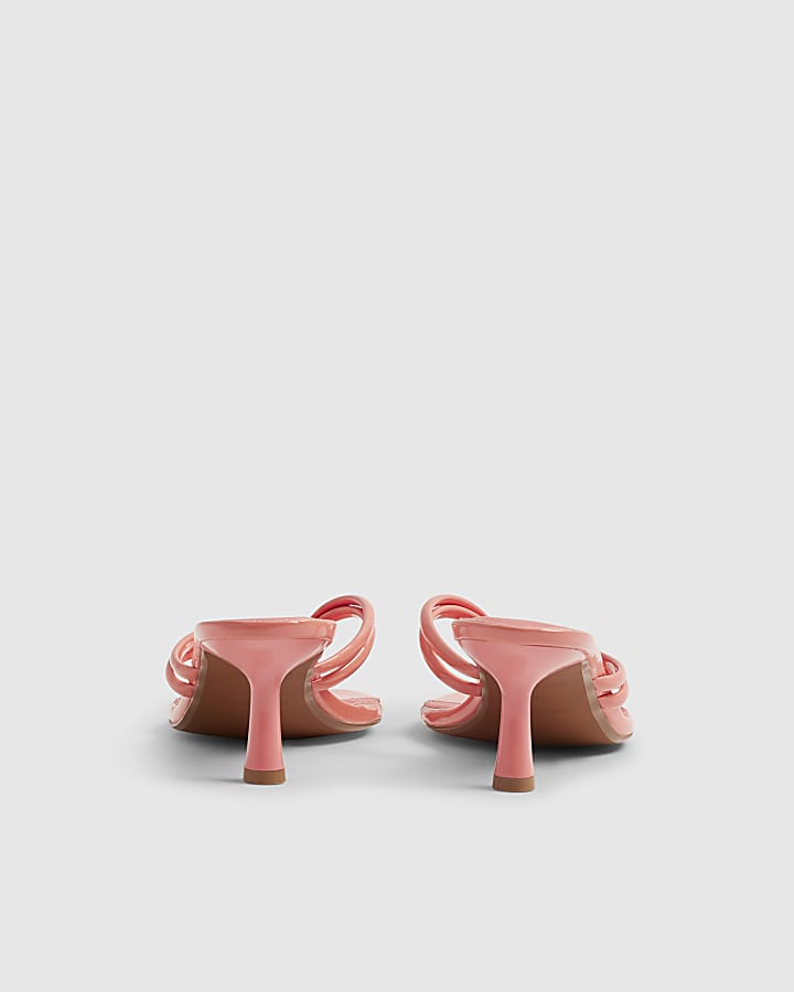Pink Knotted Toe Thong Heeled Sandals