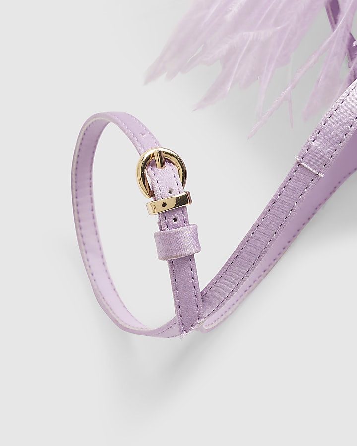 Purple Feather Heeled Sandals