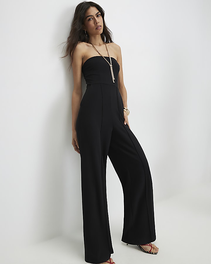 Black Sleeveless Bandeau Jumpsuit