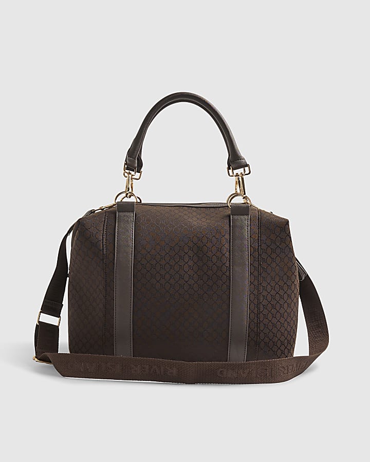 Brown Charm Jacquard Holdall Bag
