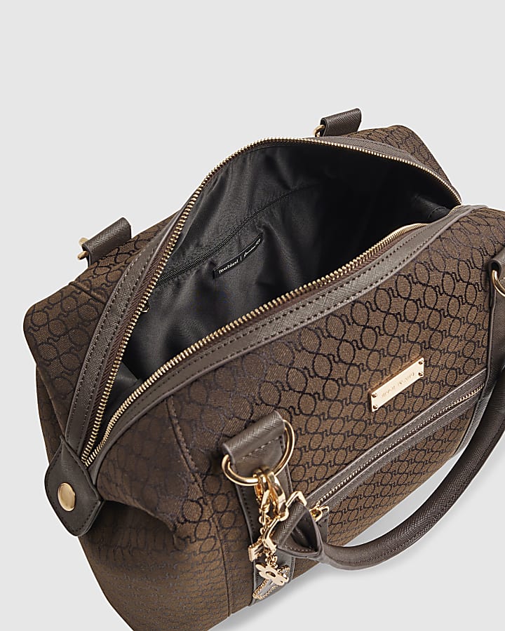 Brown Charm Jacquard Holdall Bag