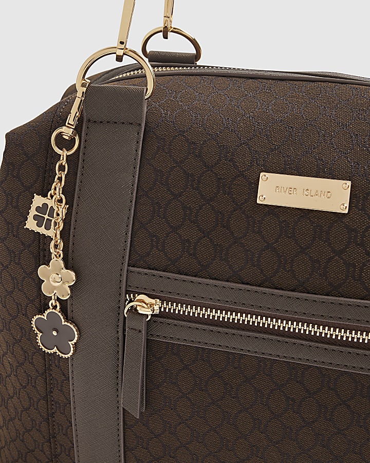 Brown Charm Jacquard Holdall Bag