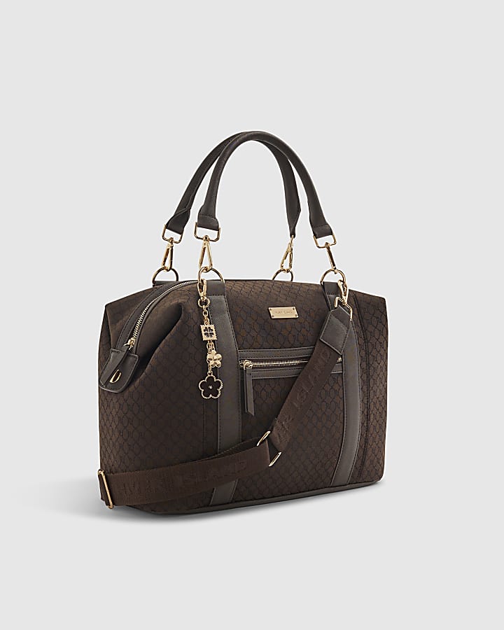 Brown Charm Jacquard Holdall Bag