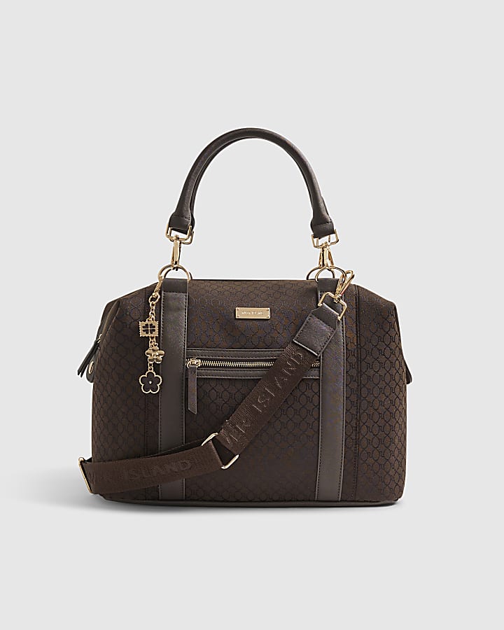 Brown Charm Jacquard Holdall Bag