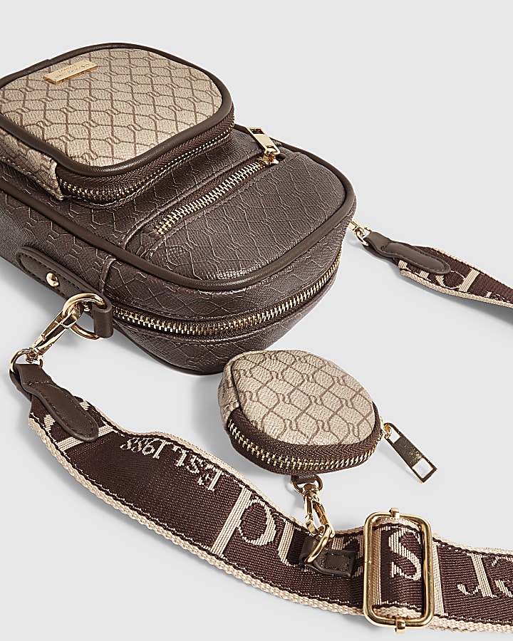 Brown Monogram Webbing Strap Crossbody Bag