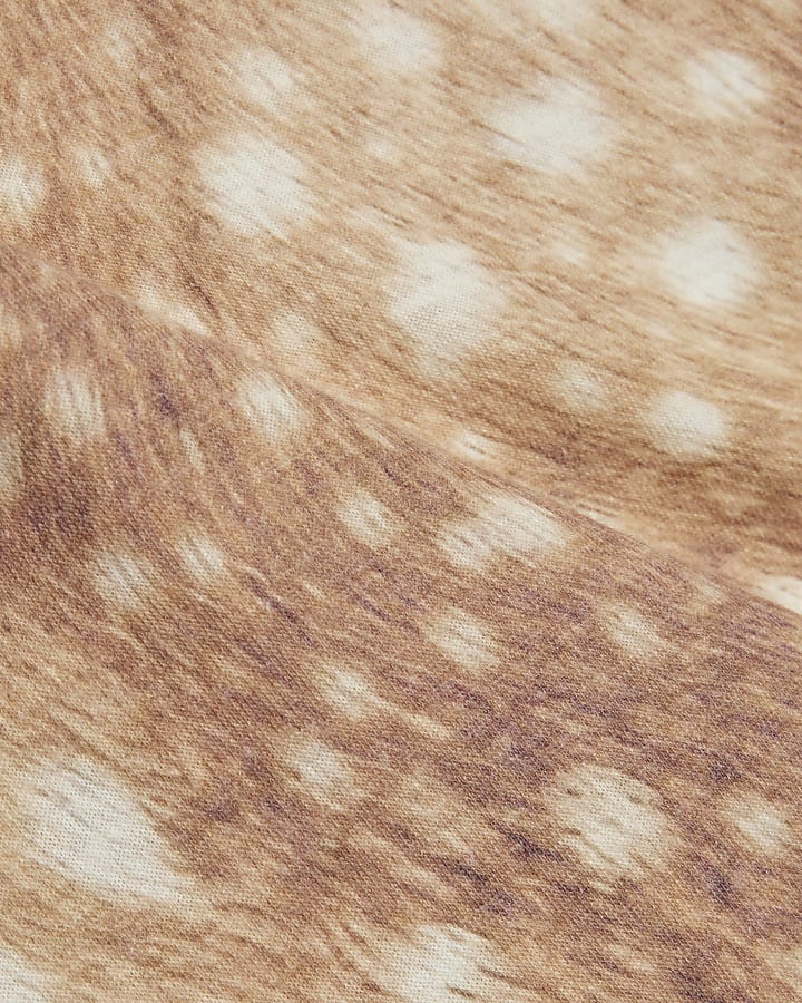 Brown Cotton Blend Bambi Print Boxy T-Shirt