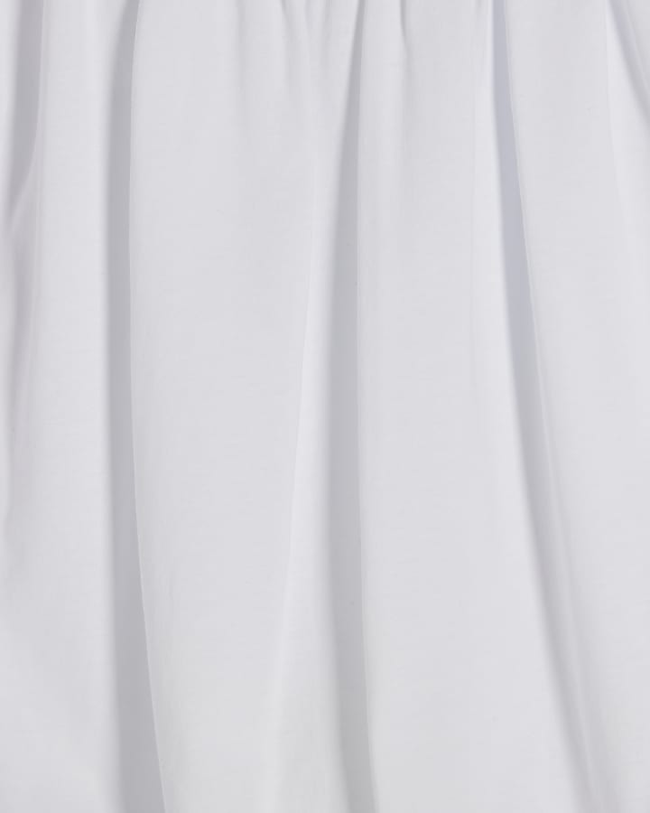 White Cotton Sleeveless Bubble Hem T-Shirt