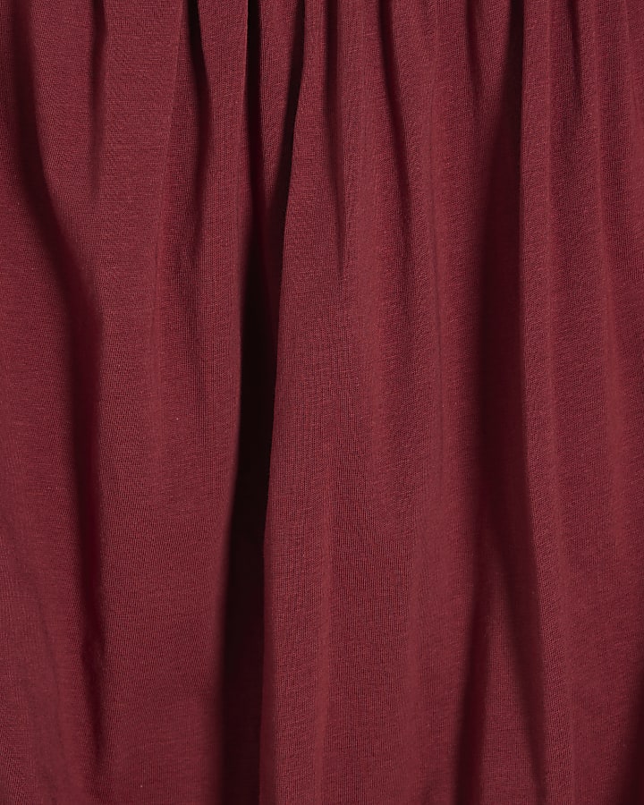 Red Short Sleeve Bubble Hem T-shirt