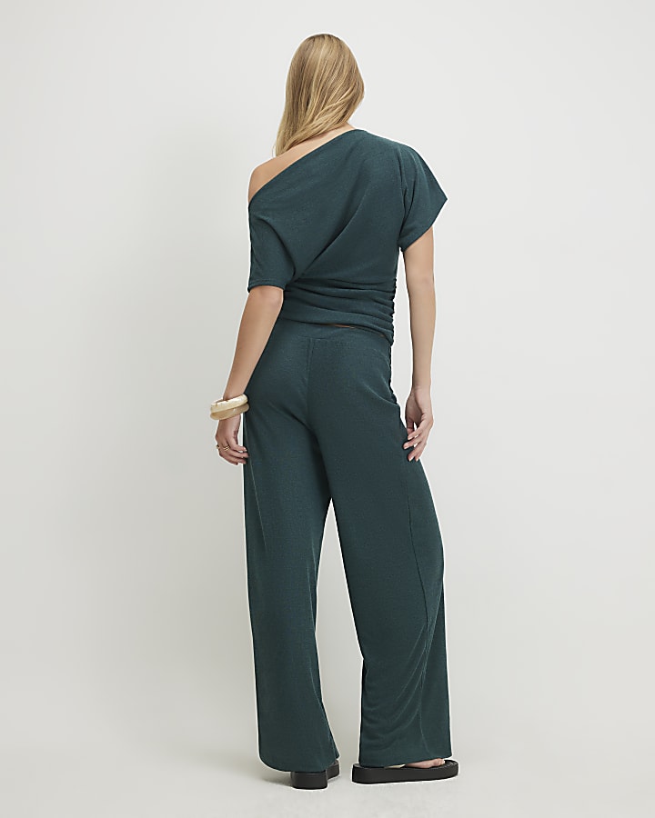 Green Cotton Tie Waist Trousers
