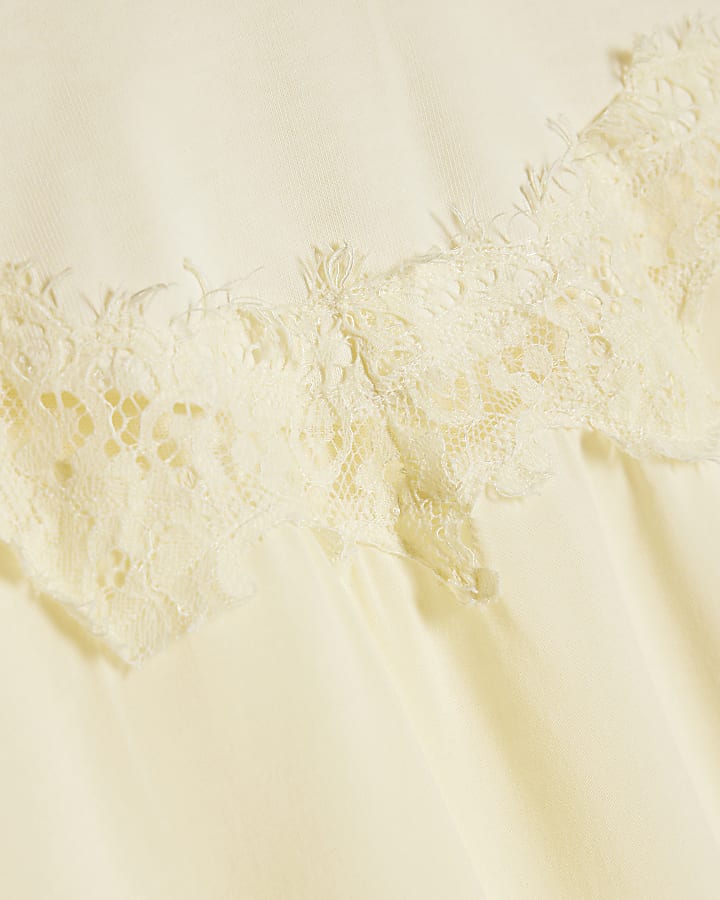 Yellow Cotton Lace Front T-Shirt