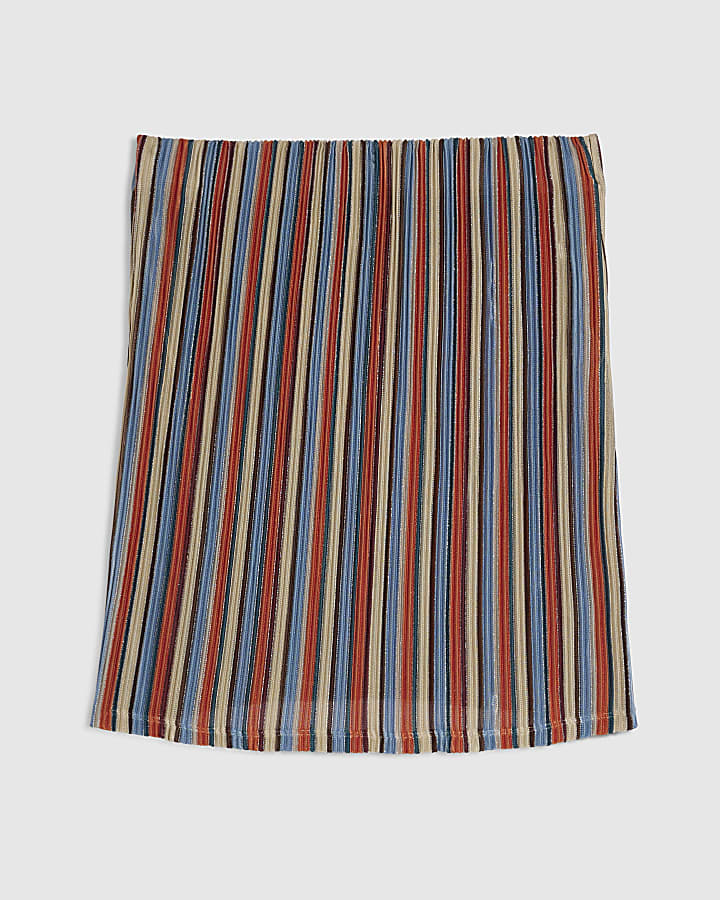 Red Metallic Stripe Bandeau Top