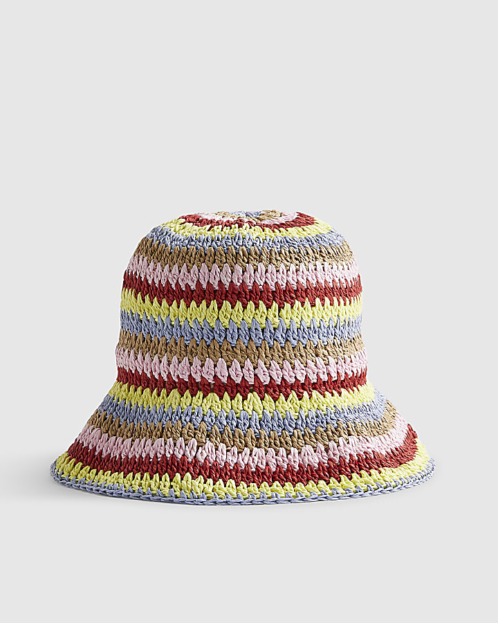Multi Colour stripe crochet bucket hat
