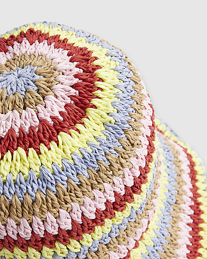 Multi Colour stripe crochet bucket hat