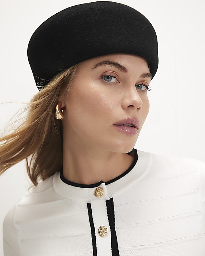 White Button Through Tipped Military Cardigan