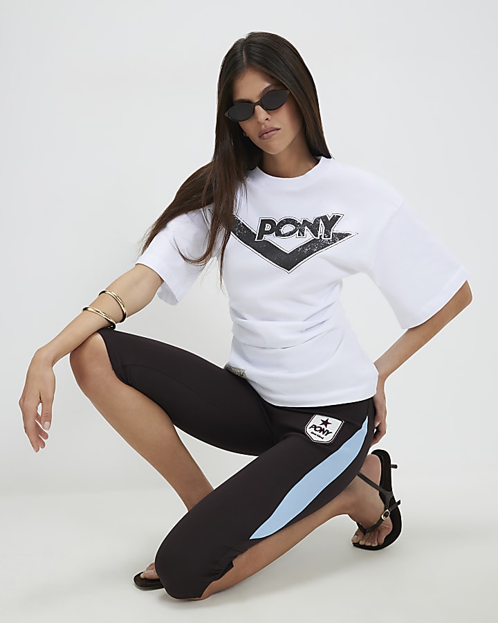 White Pony Ruched Side T-Shirt