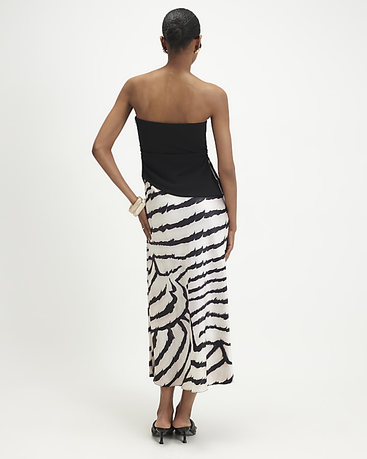 Black Print Bandeau Hybrid Maxi Dress
