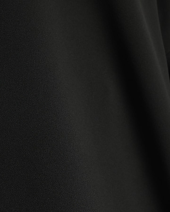 Black Long Flute Sleeve Mini Dress