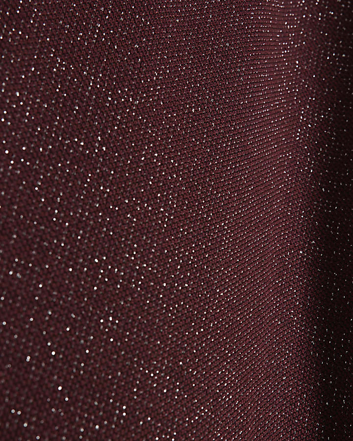Red Glitter Thread Wide Leg Trousers