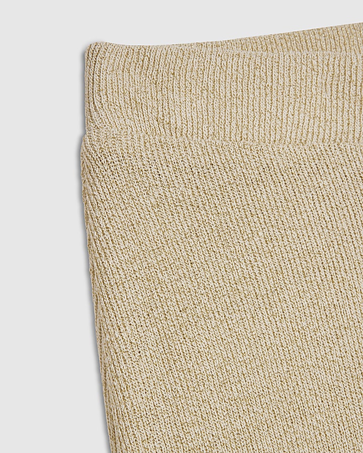 Gold Glitter Knitted Wide Leg Trousers