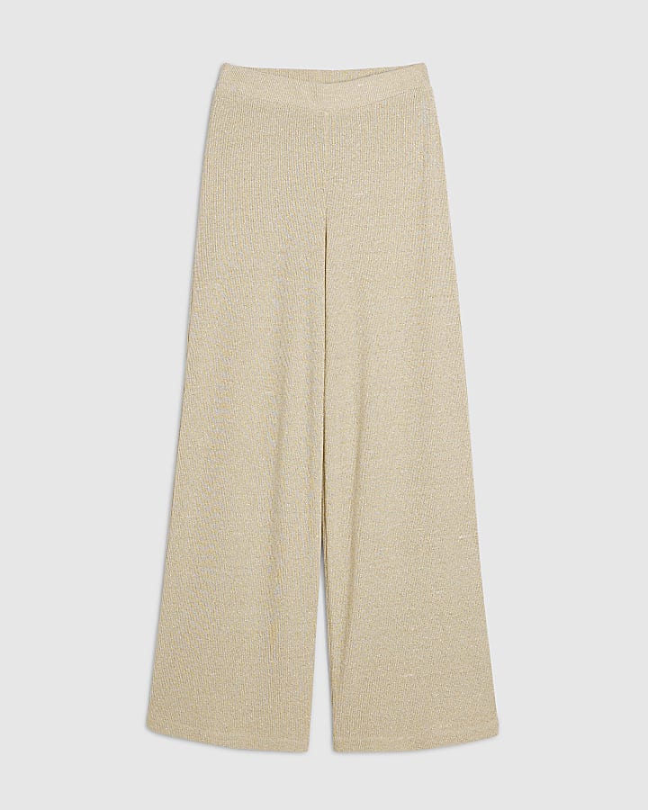 Gold Glitter Knitted Wide Leg Trousers