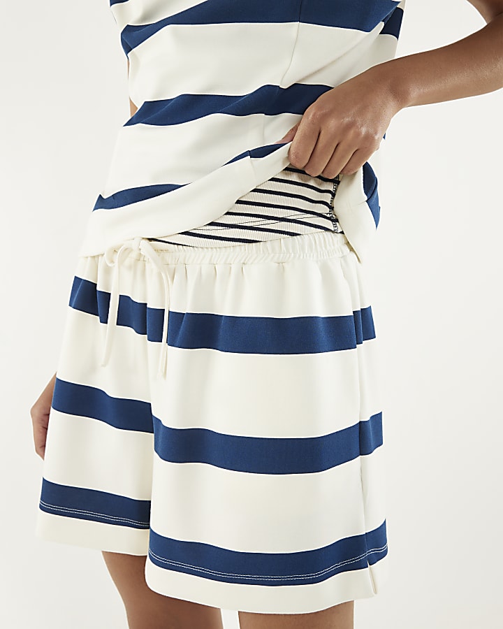 Navy Stripe Pull On Shorts