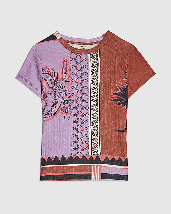 Orange Patchwork Textured Baby T-shirt