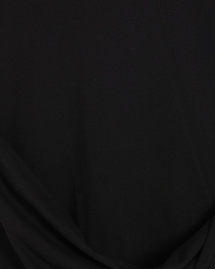 Black Cotton Asymmetric Longline Top