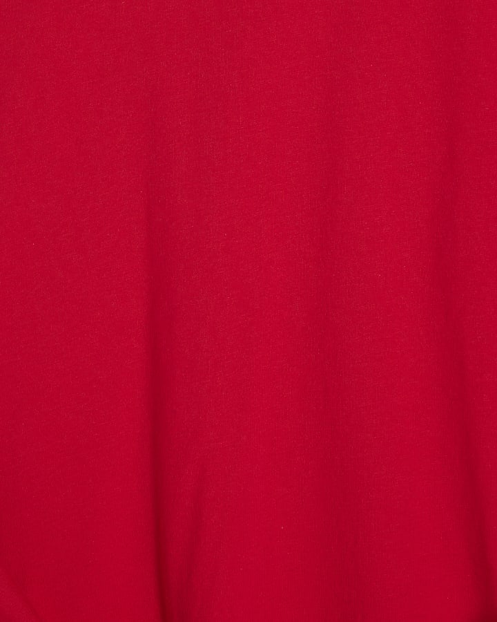 Red Sleeveless Asymmetric Longline Top