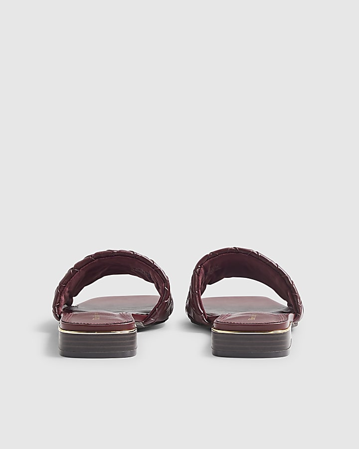 Red Woven Mule Flat Sandals
