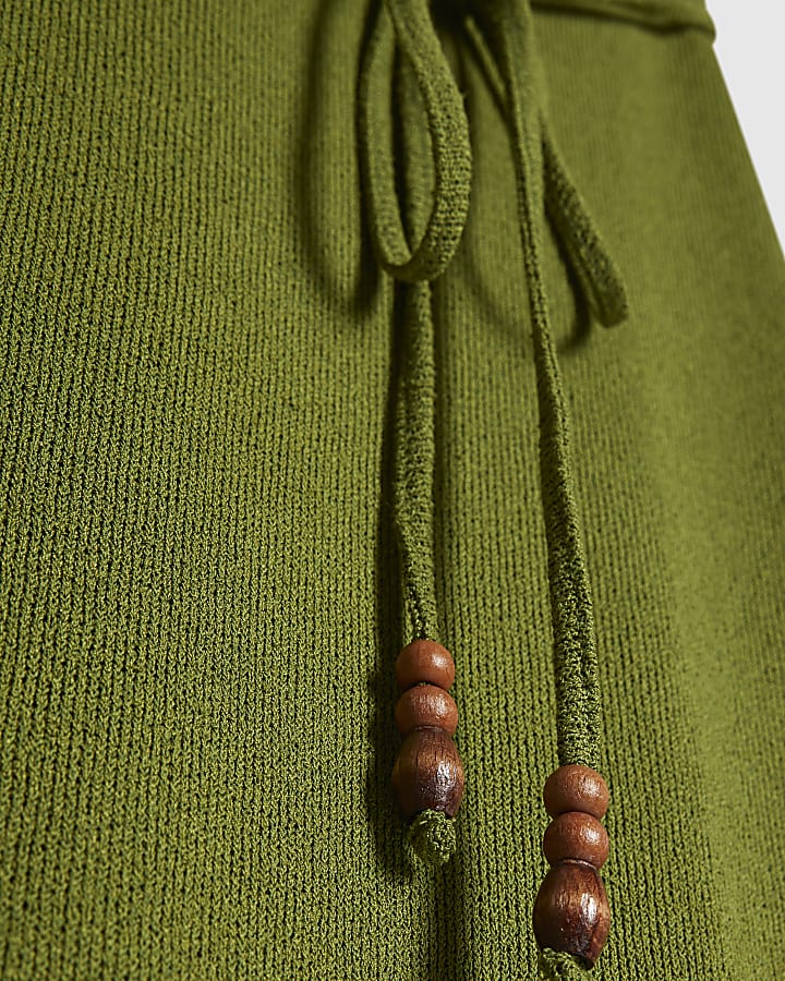 Green Beaded Midi Skirt