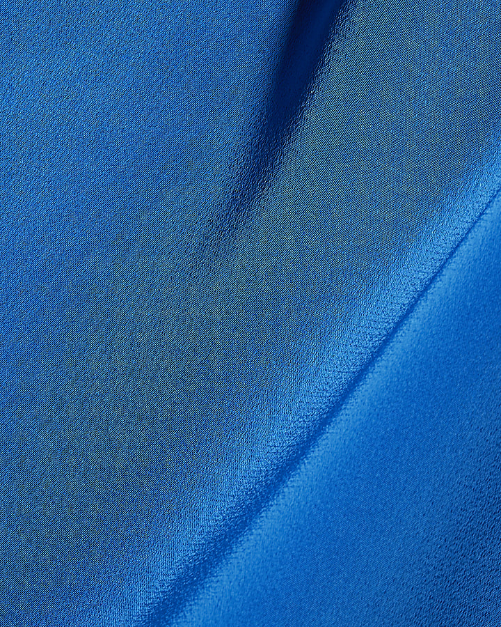 Blue Satin Racer Neck Top