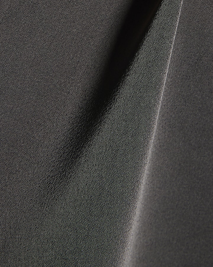 Grey Satin Racer Neck Top