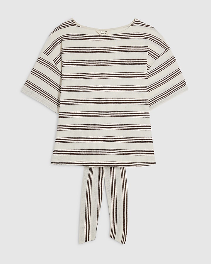 Cream Stripe Tie Top