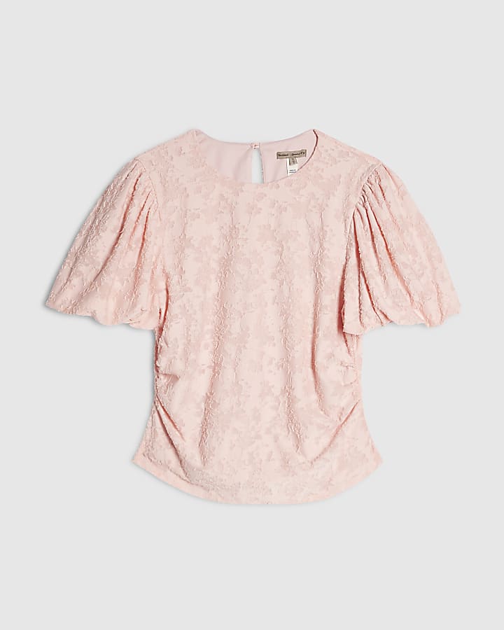 Pink Burnout Puff Sleeve Top