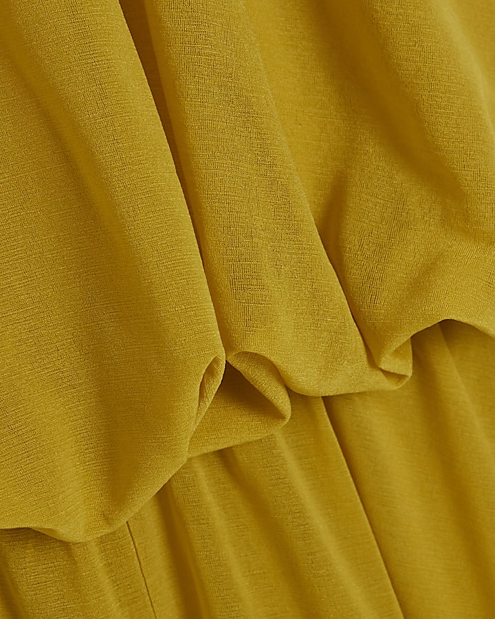 Yellow Halter Neck Drape Playsuit