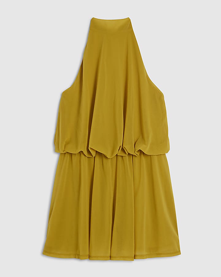 Yellow Halter Neck Drape Playsuit