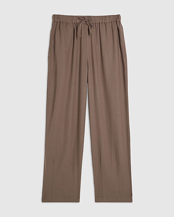 Petite Beige Linen Blend Tapered Trousers