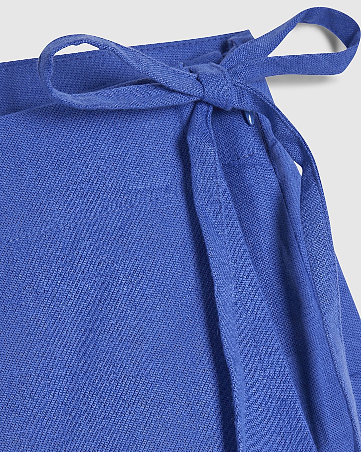 Blue Linen Blend Skort
